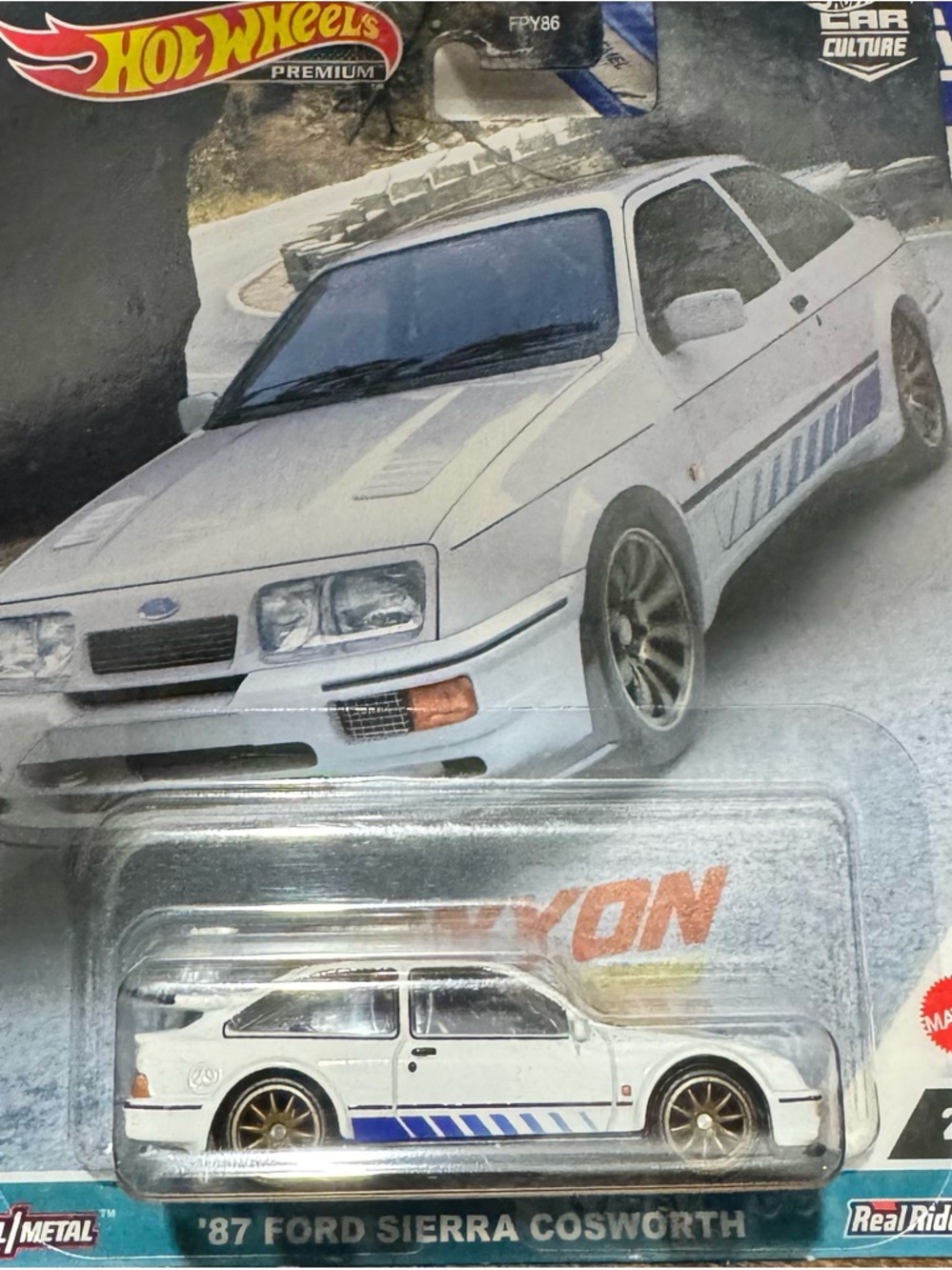 Hot Wheels '87 Ford Sierra Cosworth - White PREMIUM CAR CULTURE CANYON WARRIORS
